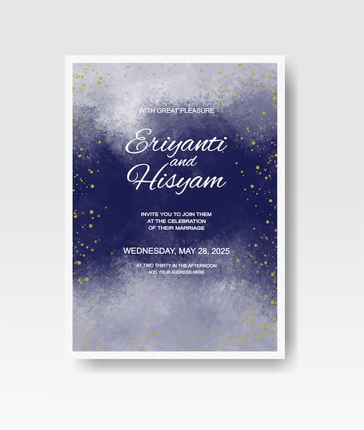 Vector wedding invitation with abstract splash watercolor