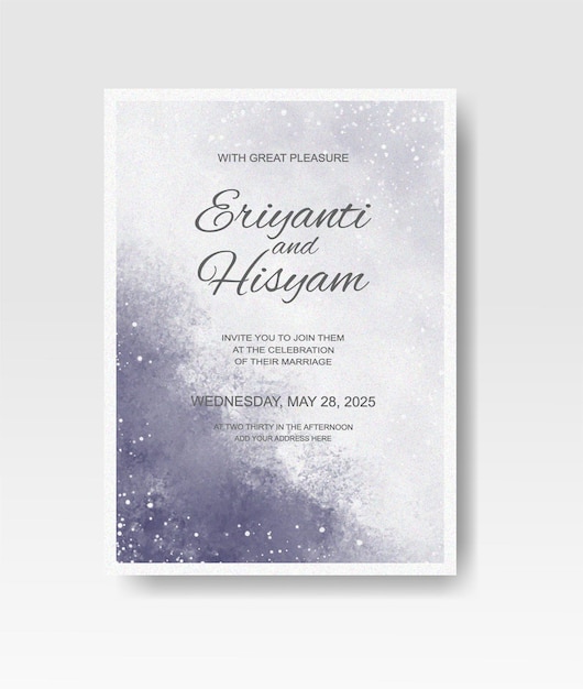 Vector wedding invitation with abstract splash watercolor