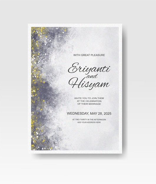 Wedding invitation with abstract splash watercolor