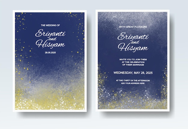 Vector wedding invitation with abstract splash watercolor