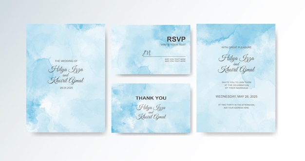 Vector wedding invitation with abstract watercolor background