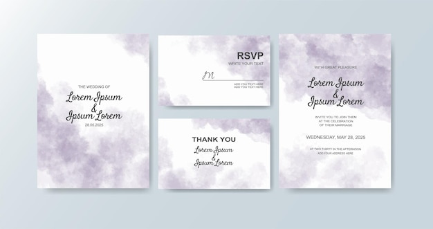 Wedding invitation with abstract watercolor background