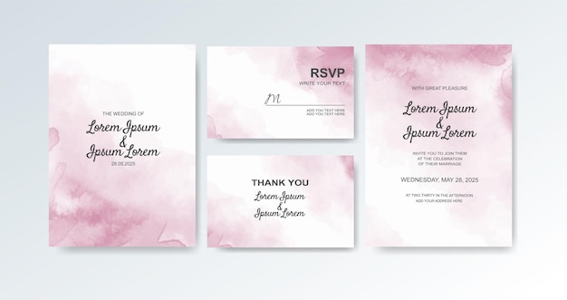 Wedding invitation with abstract watercolor background