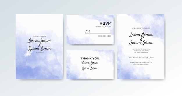 Wedding invitation with abstract watercolor background