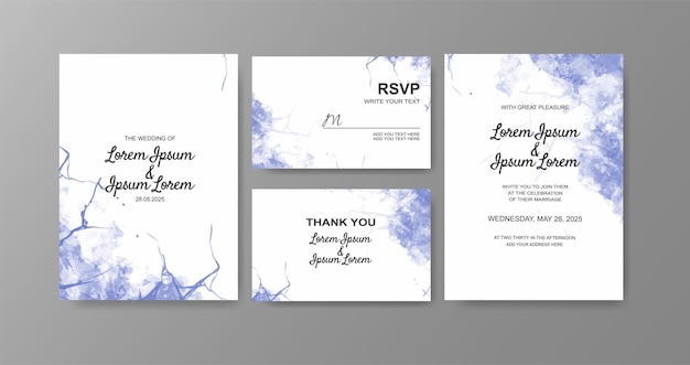 Wedding invitation with abstract watercolor background