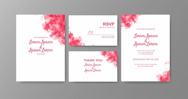 Wedding invitation with abstract watercolor background