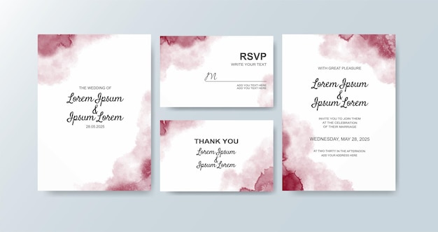 Wedding invitation with abstract watercolor background