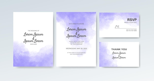 Vector wedding invitation with abstract watercolor background