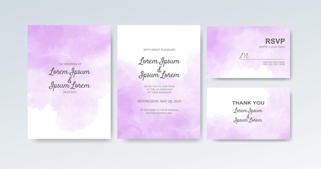 Vector wedding invitation with abstract watercolor background