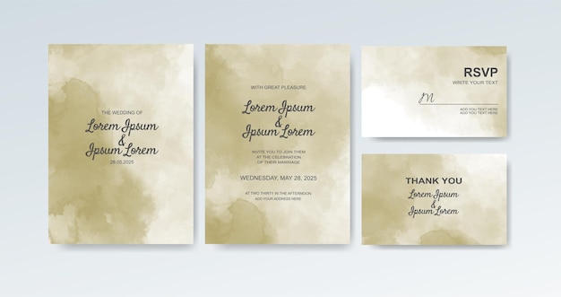 Wedding invitation with abstract watercolor background