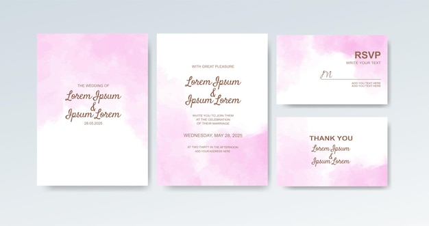 Wedding invitation with abstract watercolor background