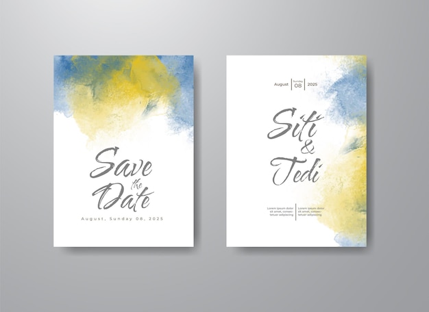 Wedding invitation with abstract watercolor background