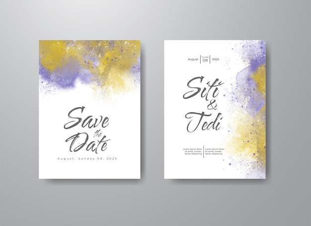 Wedding invitation with abstract watercolor background