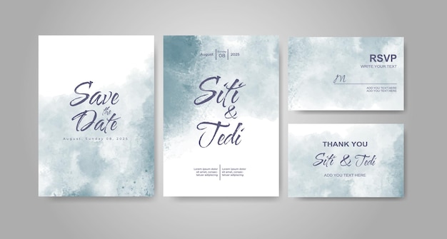 Wedding invitation with abstract watercolor background