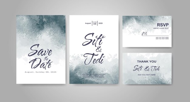 Wedding invitation with abstract watercolor background