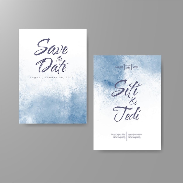 Wedding invitation with abstract watercolor background