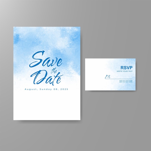 Vector wedding invitation with abstract watercolor background