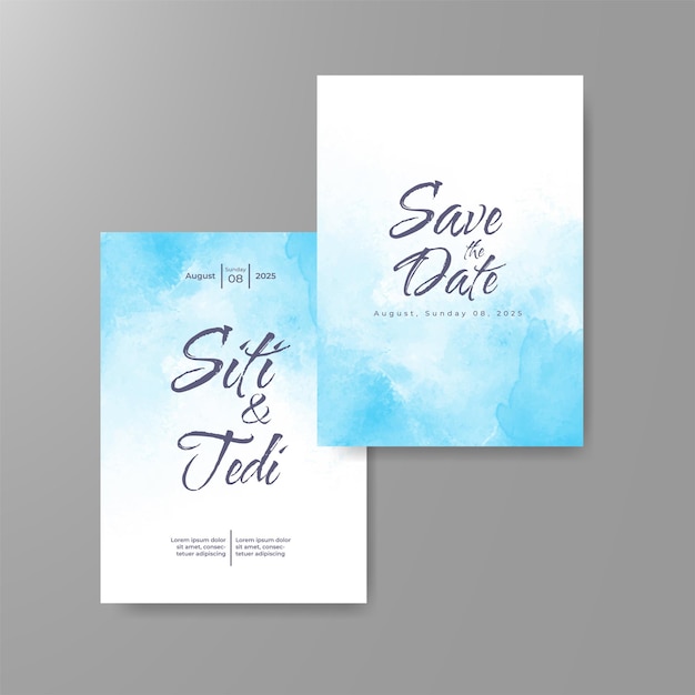 Wedding invitation with abstract watercolor background