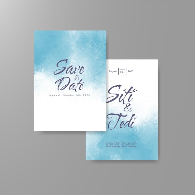 Wedding invitation with abstract watercolor background