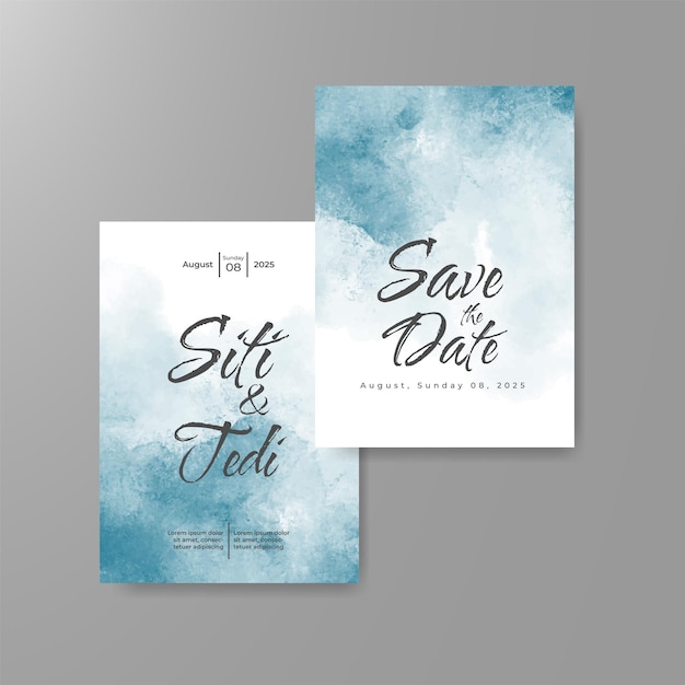 Wedding invitation with abstract watercolor background