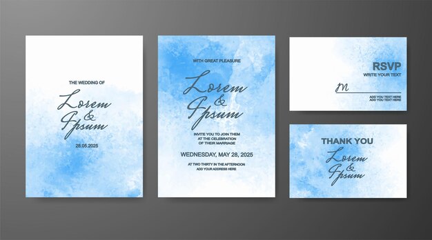 Wedding invitation with abstract watercolor background