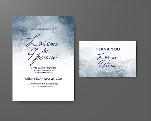 Vector wedding invitation with abstract watercolor background