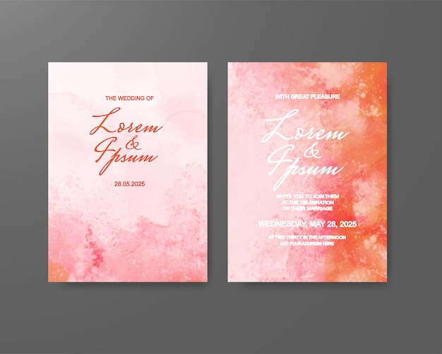 Wedding invitation with abstract watercolor background