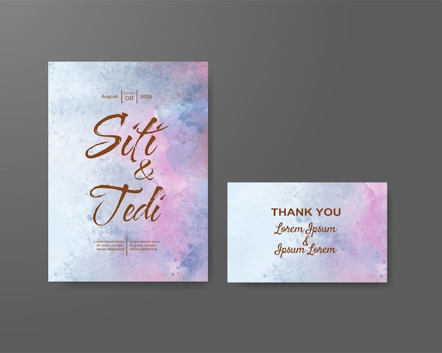 Wedding invitation with abstract watercolor background