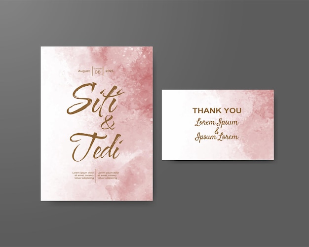 Wedding invitation with abstract watercolor background