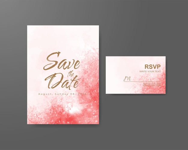 Wedding invitation with abstract watercolor background