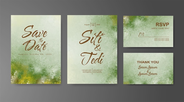 Wedding invitation with abstract watercolor background