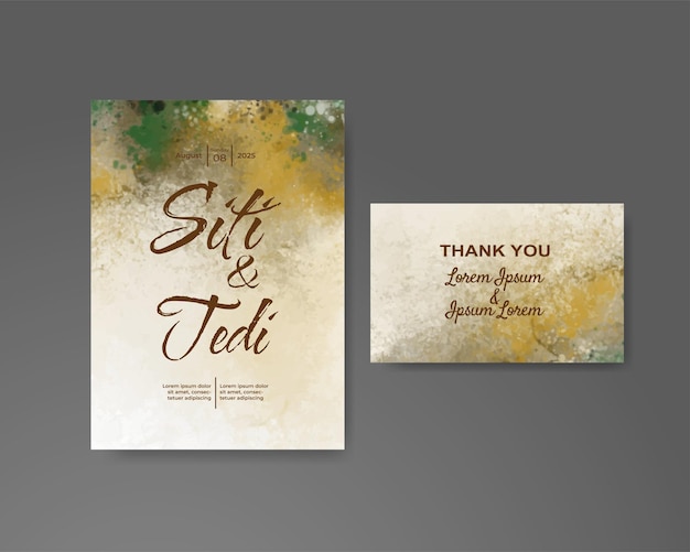 Wedding invitation with abstract watercolor background