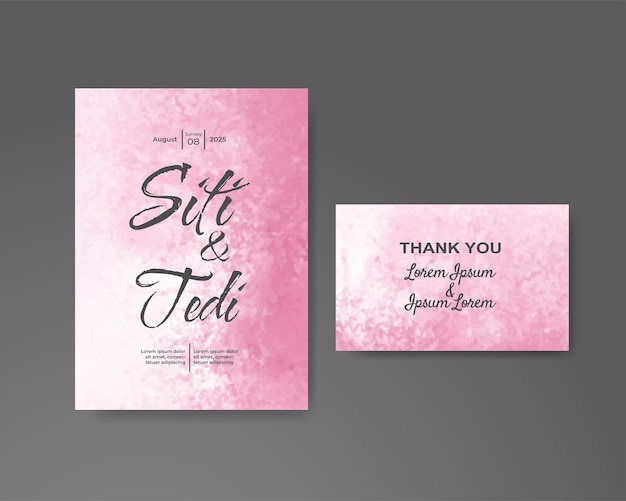 Wedding invitation with abstract watercolor background