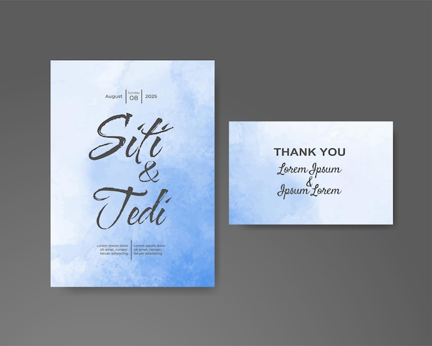 Wedding invitation with abstract watercolor background