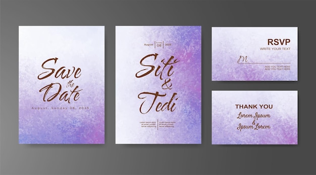 Wedding invitation with abstract watercolor background