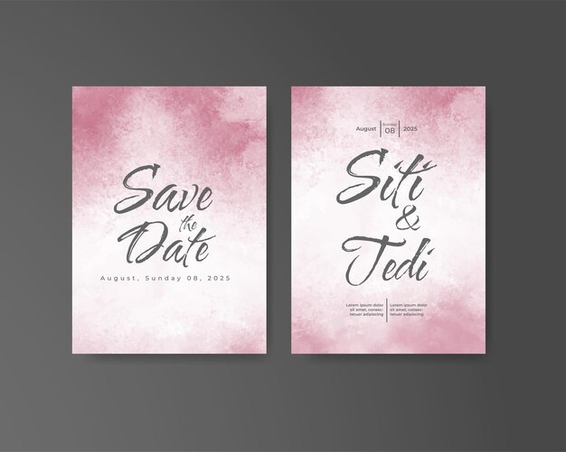 Wedding invitation with abstract watercolor background