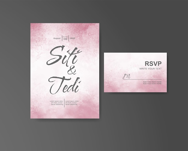 Wedding invitation with abstract watercolor background