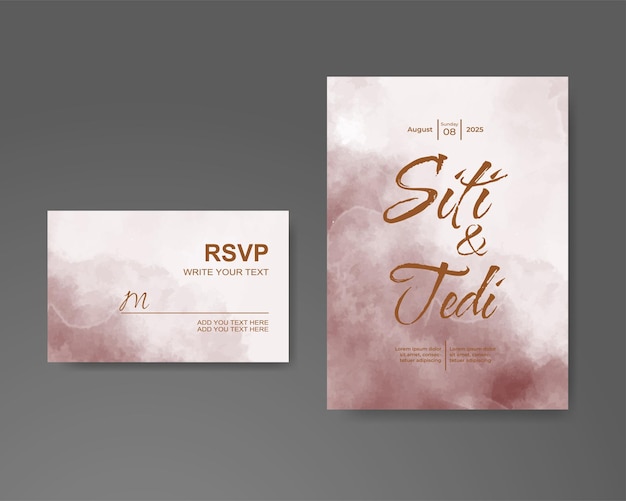 Wedding invitation with abstract watercolor background