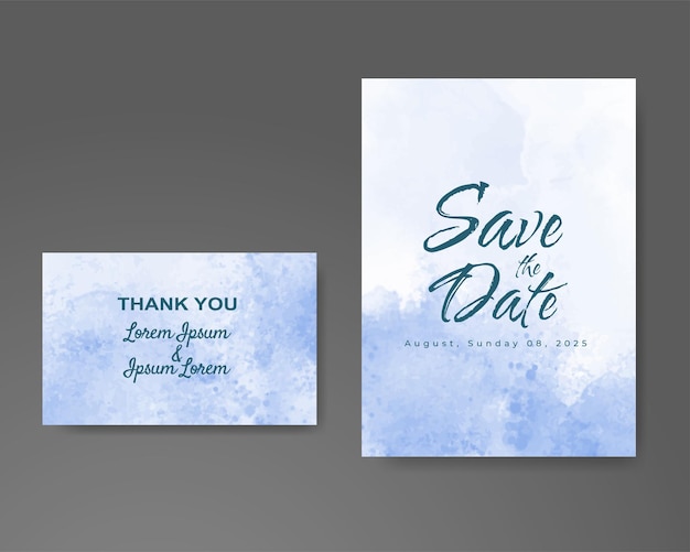 Wedding invitation with abstract watercolor background