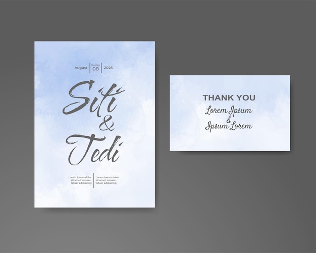 Wedding invitation with abstract watercolor background