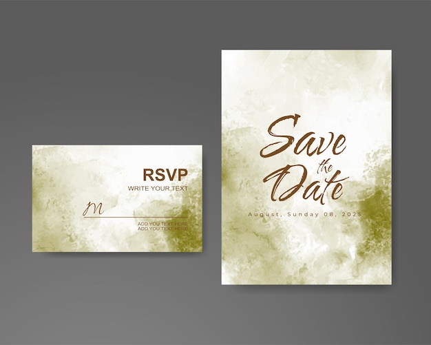 Wedding invitation with abstract watercolor background