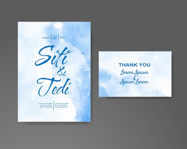 Wedding invitation with abstract watercolor background