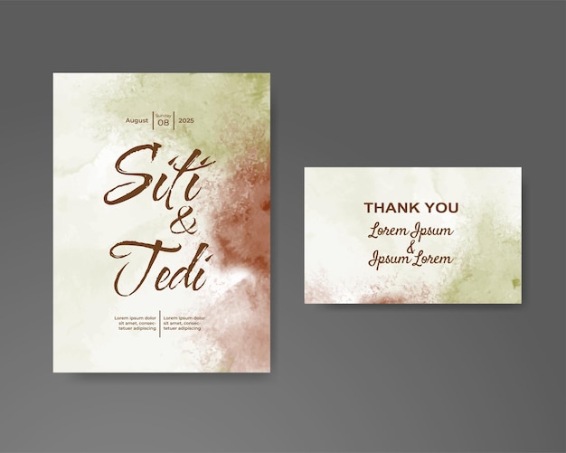 Vector wedding invitation with abstract watercolor background