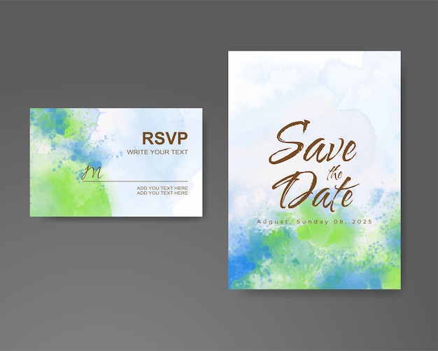 Vector wedding invitation with abstract watercolor background