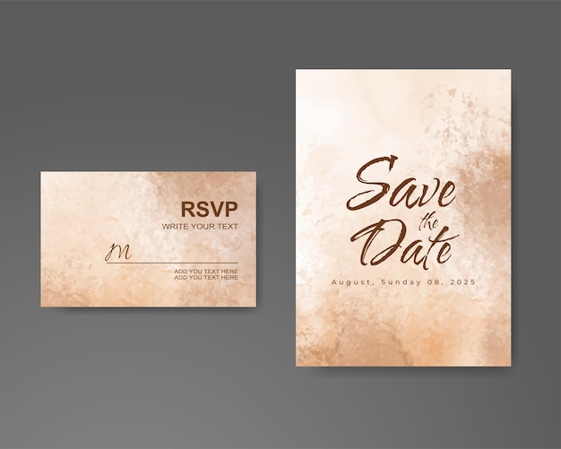 Wedding invitation with abstract watercolor background