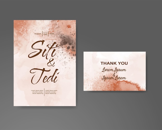 Wedding invitation with abstract watercolor background