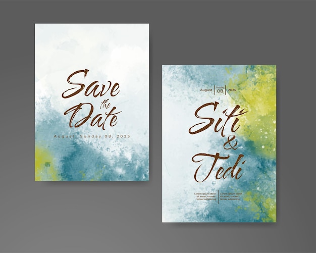 Wedding invitation with abstract watercolor background