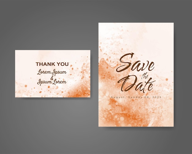 Wedding invitation with abstract watercolor background