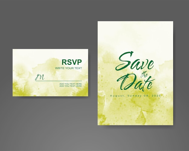 Wedding invitation with abstract watercolor background