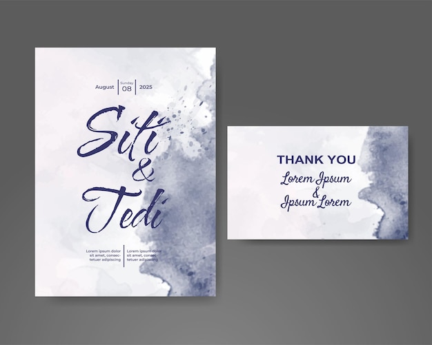 Wedding invitation with abstract watercolor background